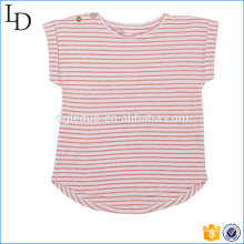 Rojo con camiseta blanca a rayas de algodón personalizado niños tela suave para niñas